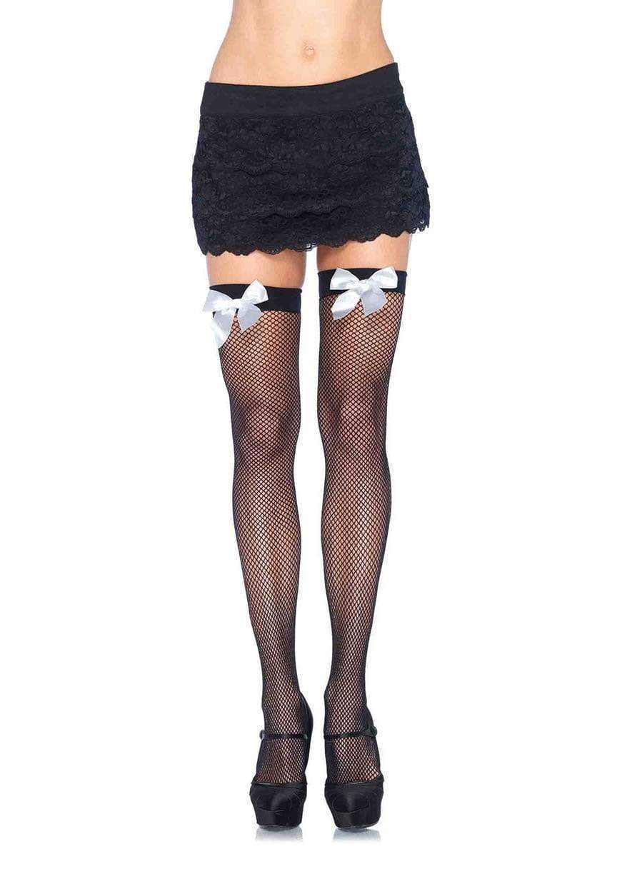 Leg Avenue Josi Fishnet Bow Lolita Thigh Highs