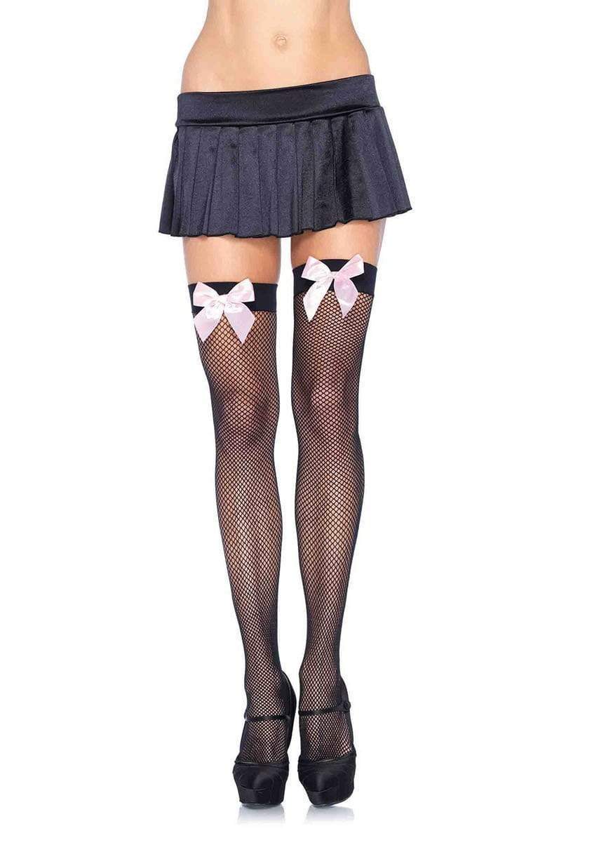 Leg Avenue Josi Fishnet Bow Lolita Thigh Highs