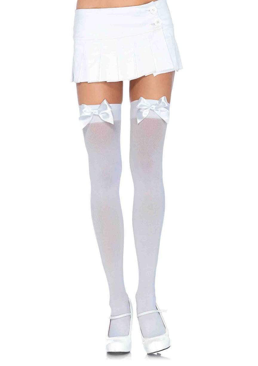 Leg Avenue Kay Plus Satin Bow Thigh Highs