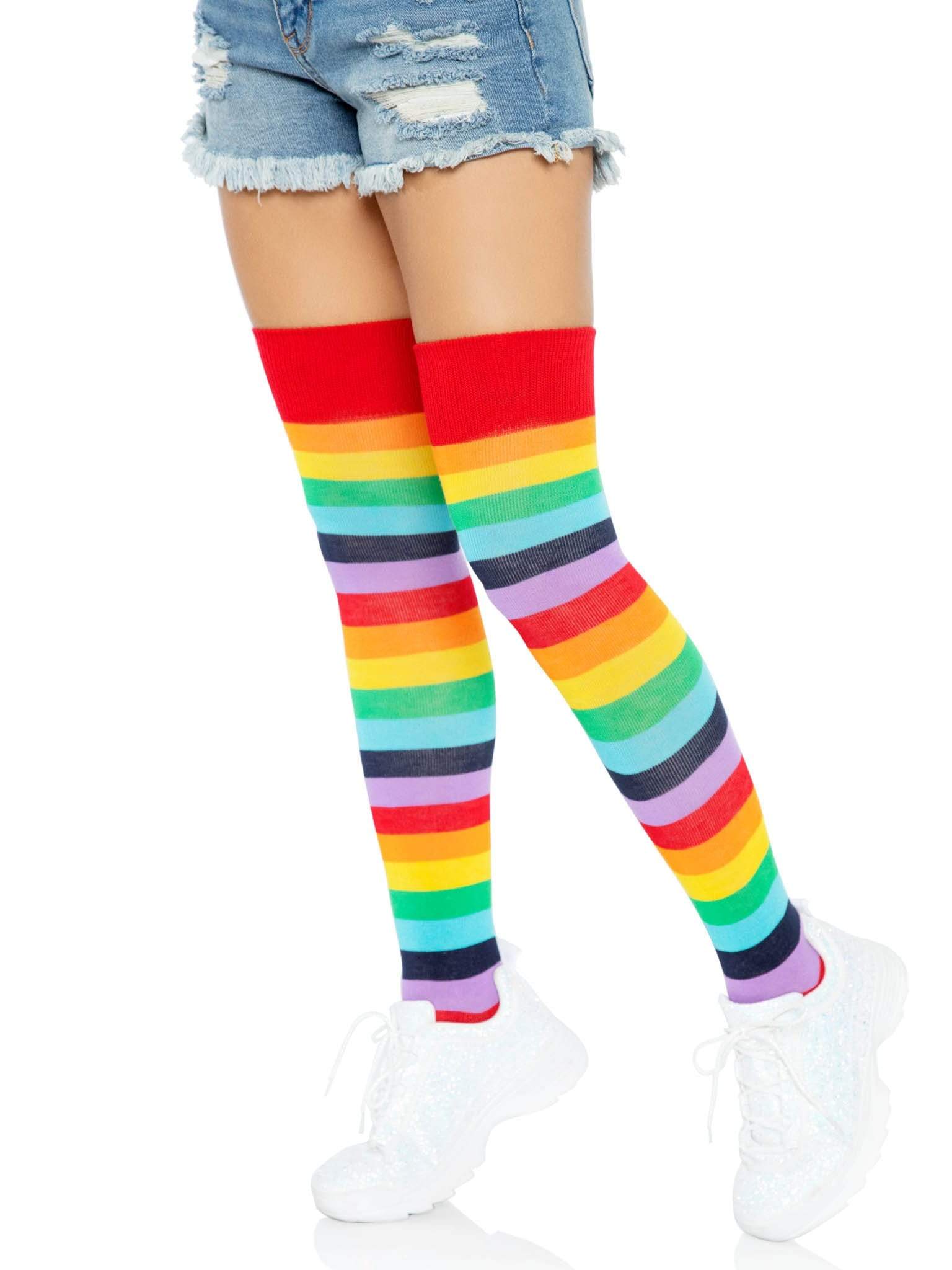 Leg Avenue Cherry Rainbow Thigh High Socks