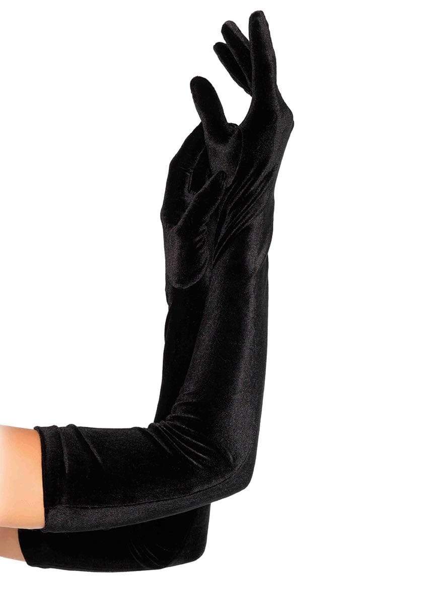 Leg Avenue Black Stretch Velvet Opera Length Gloves