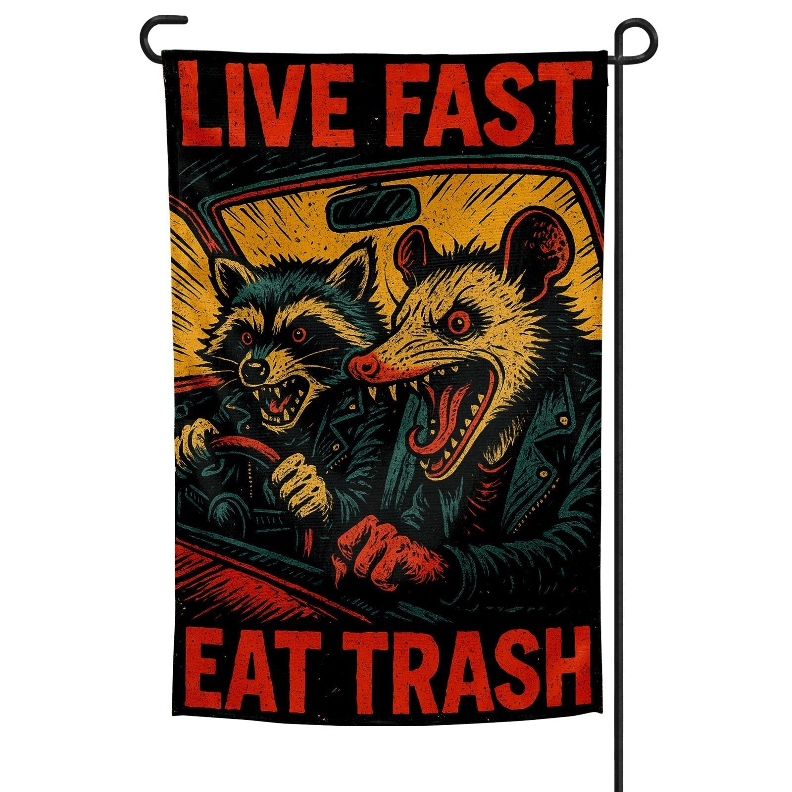 Original Underground Live Fast Eat Trash Garden Flag