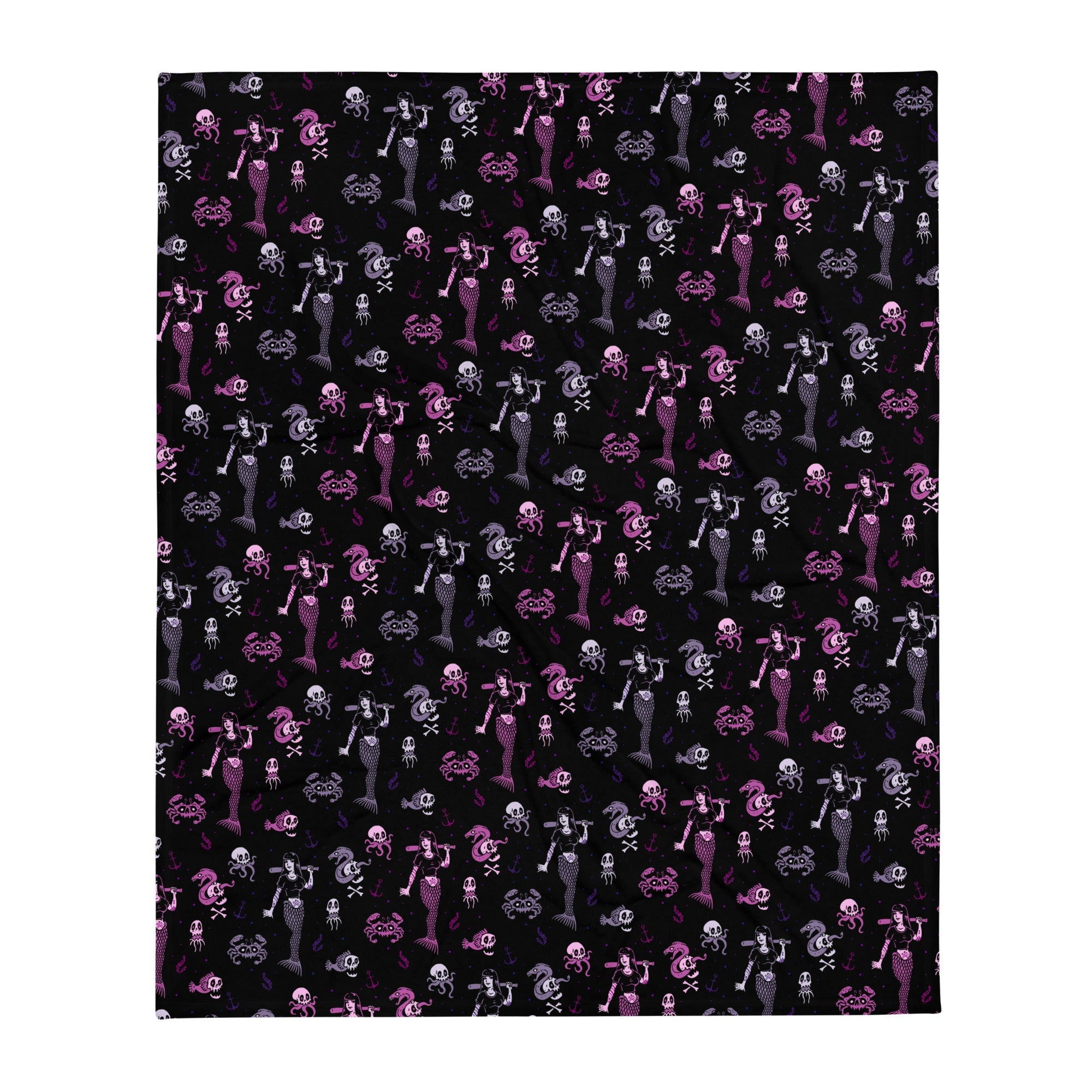 Murder Apparel Metal Mermaid Throw Blanket