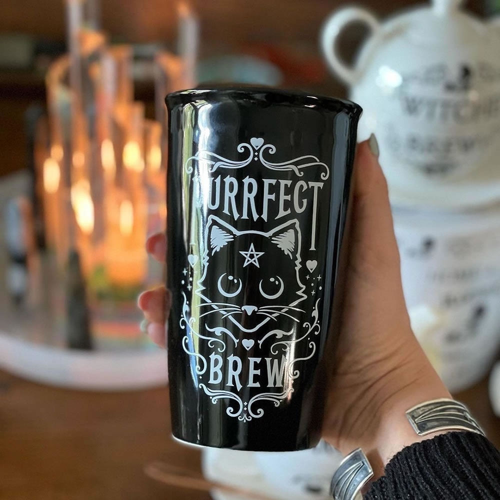 Alchemy Gothic Purrfect Brew Double Wall  Travel Mug MRDWM3