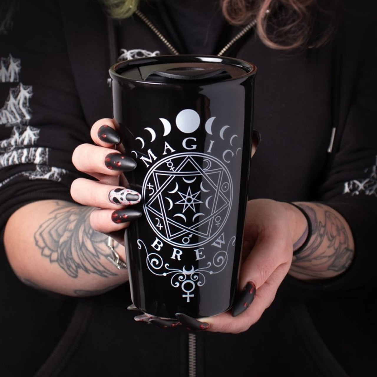 Alchemy Gothic Magic Brew Double Wall Black Travel Mug MRDWM9
