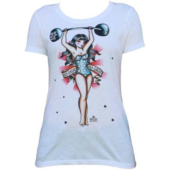 Black Market Art White No Pain No Gain Tee