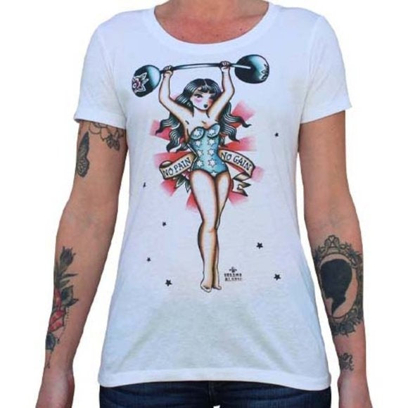 Black Market Art White No Pain No Gain Tee