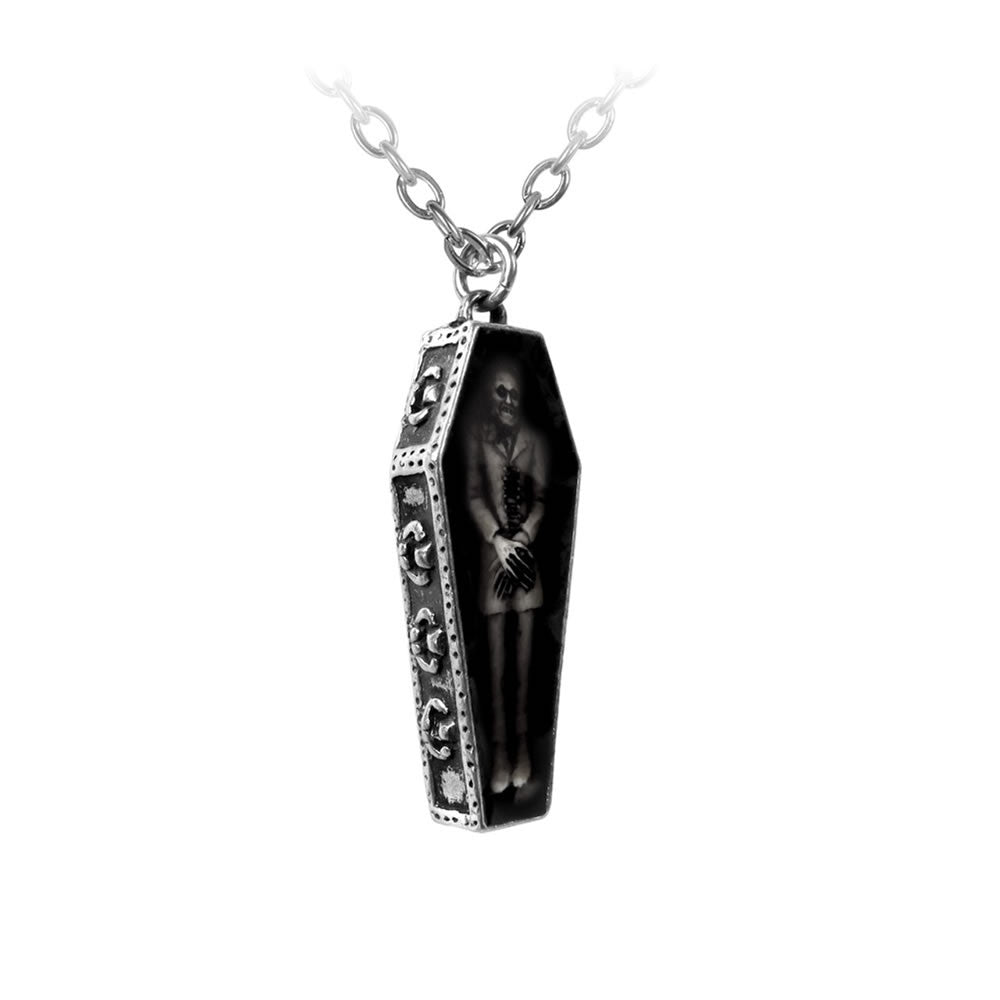 Alchemy Gothic Nosferatu's Rest Vampire Coffin Pendant P183