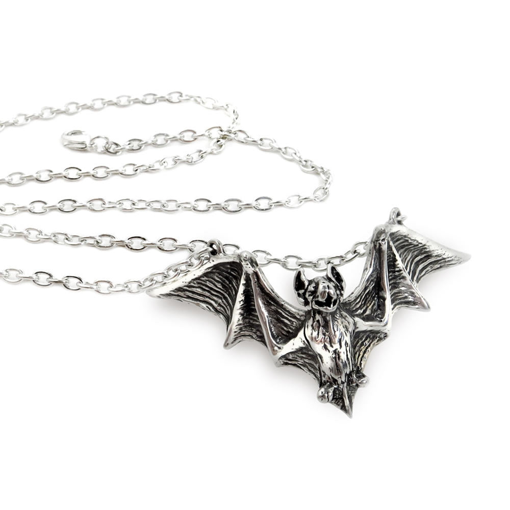 Alchemy Gothic Om Strygia Pendant Flying Vampire Bat Fine Pewter Necklace P597