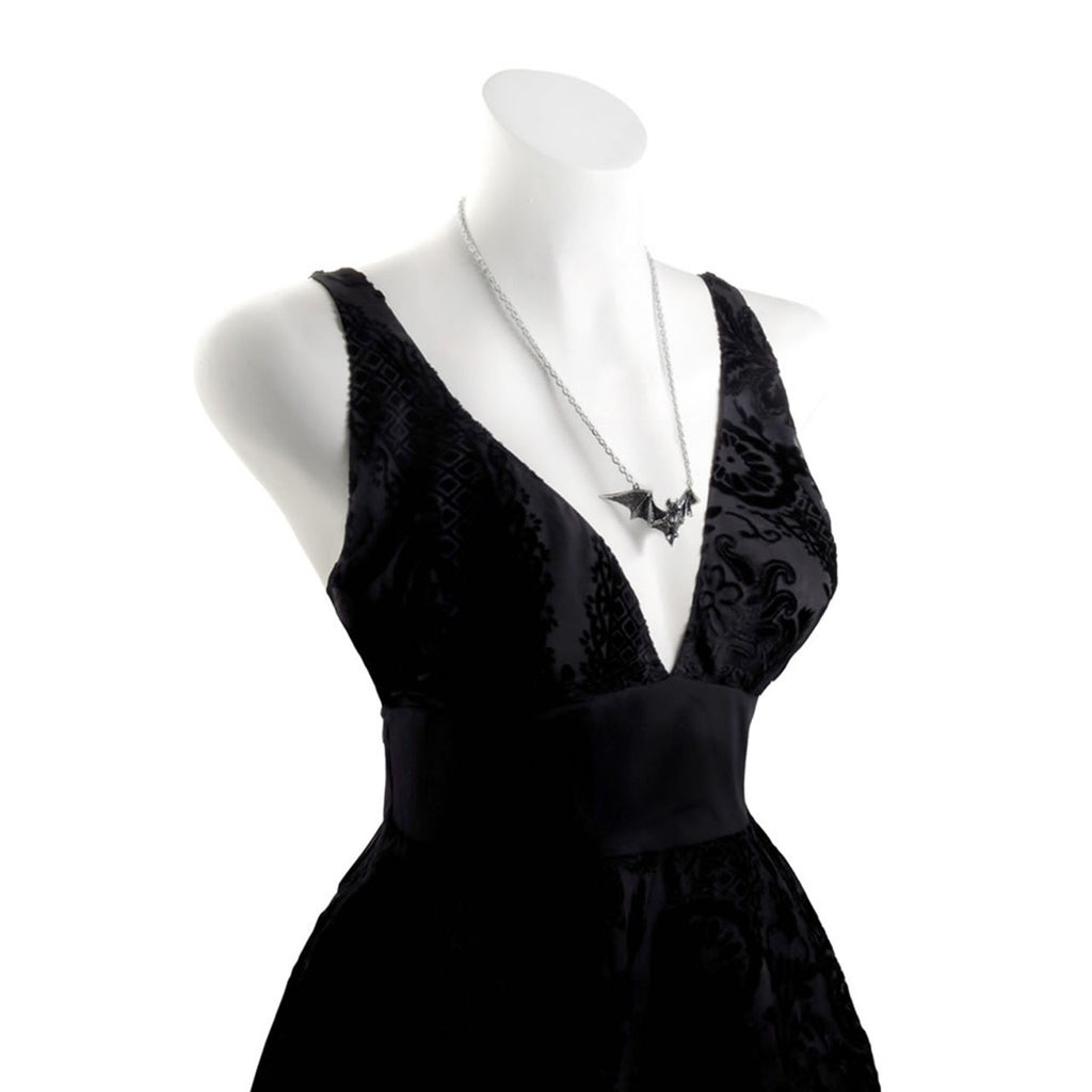 Alchemy Gothic Om Strygia Pendant Flying Vampire Bat Fine Pewter Necklace P597