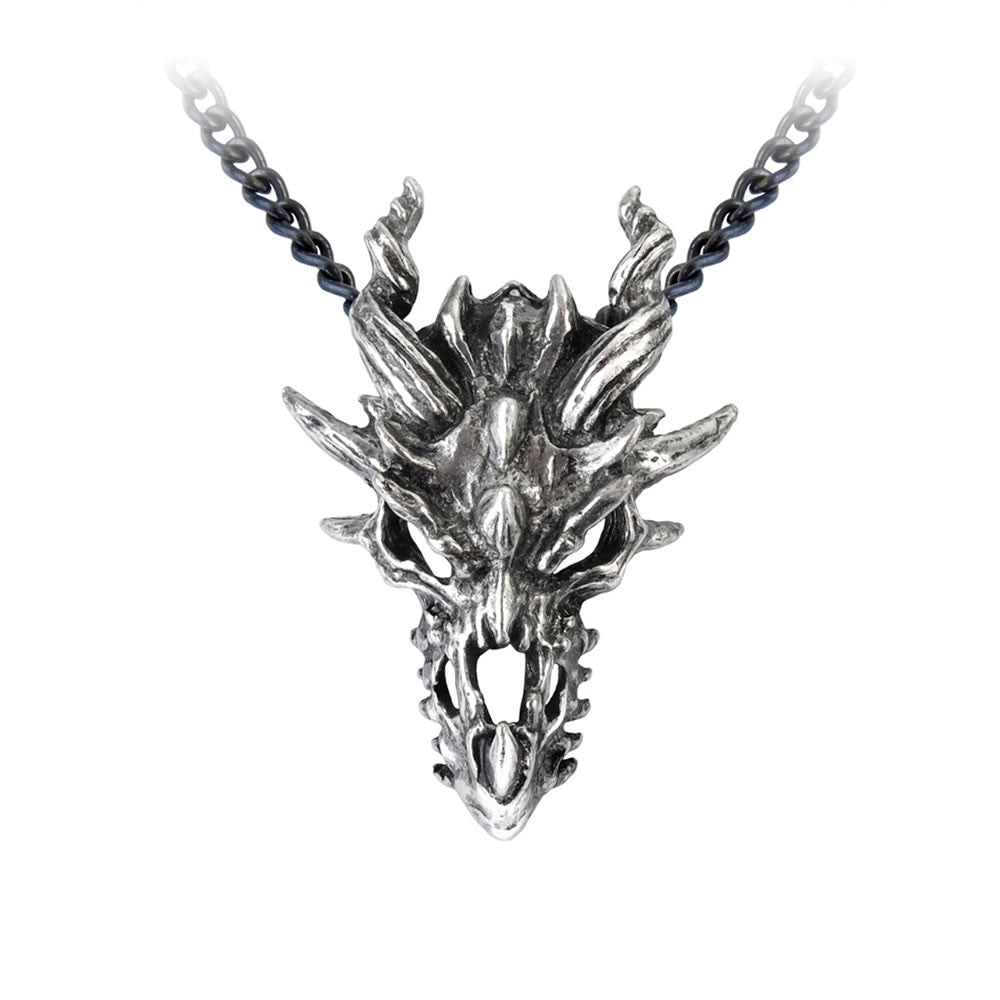 Alchemy Gothic Fierce Dragon Skull Pendant P625