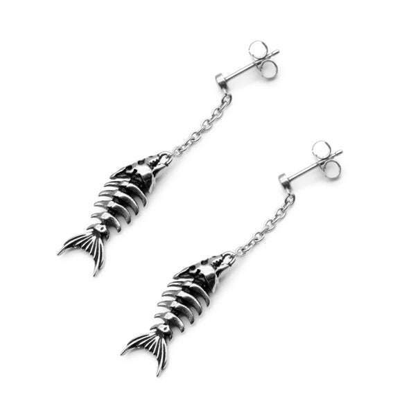 Controse Fish Bone Dangling SST Earrings
