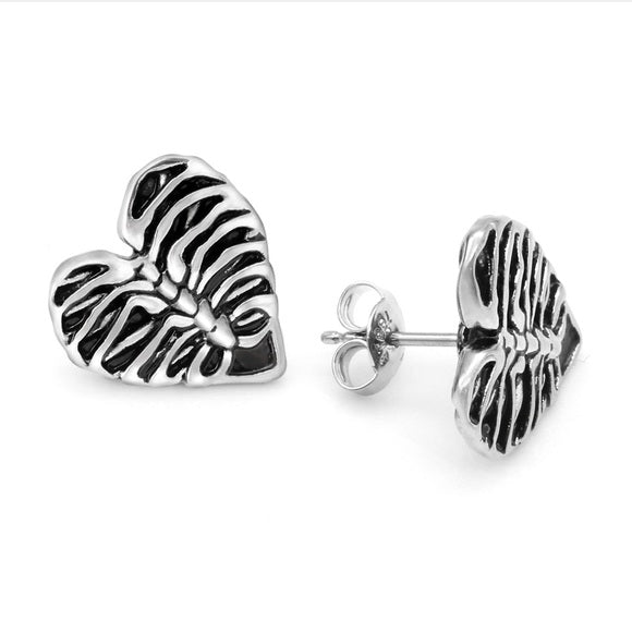 Controse Heart Rib Cage Earrings Stainless Steel