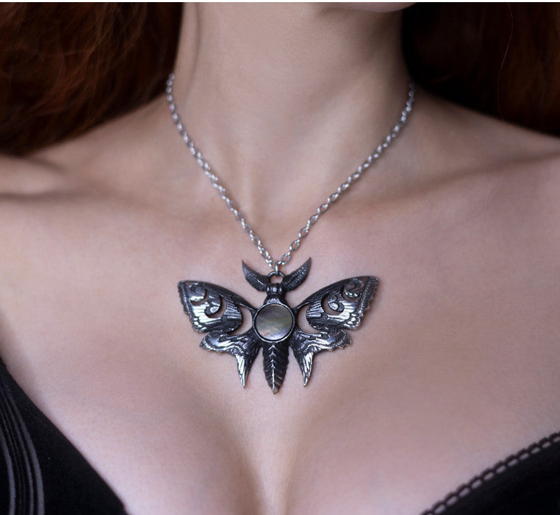 Alchemy Gothic Lunar Actias Moth Pendant P974