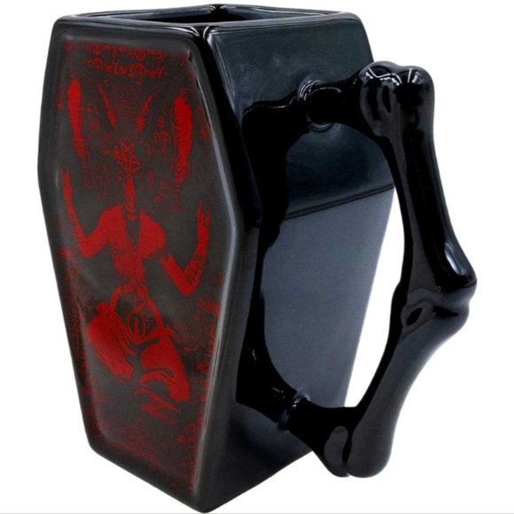 Kreepsville 666 Baphomet Large Black Red Coffin Mug