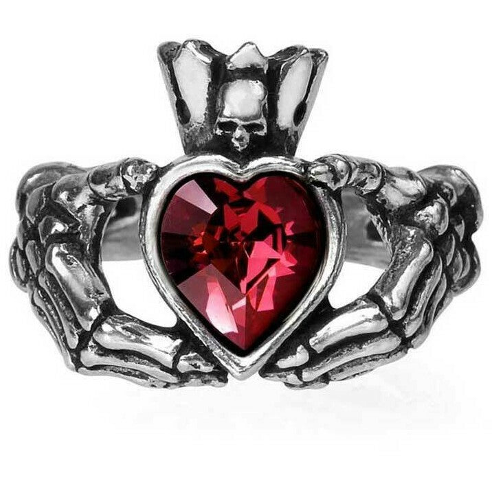 Alchemy Gothic Claddagh by Night Skeleton Hands Ring R210