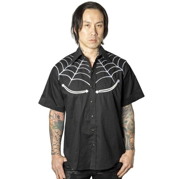 Kreepsville 666 Spiderweb Black Western Shirt
