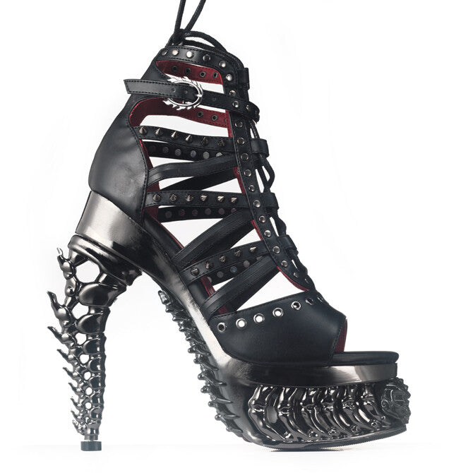 Hades MORANA Black Sandal 5" Metallic Reptile Heel 6-12