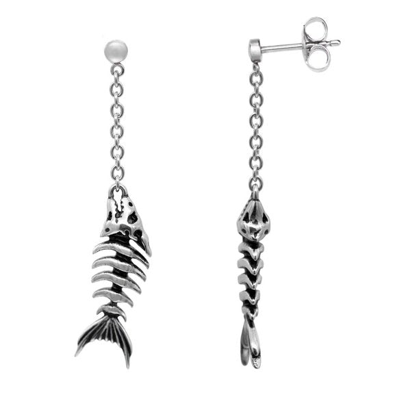 Controse Fish Bone Dangling SST Earrings