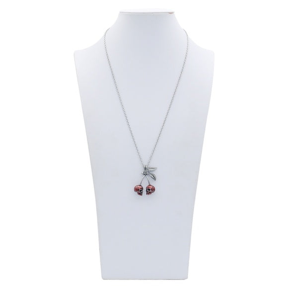 Controse Rockabilly Red Cherry Skulls SST Pendant