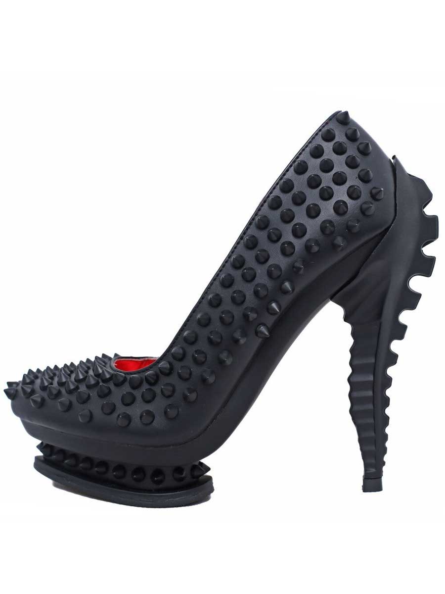 Hades MARA Black Studded Pump High Molded Spinal Heel 6-11