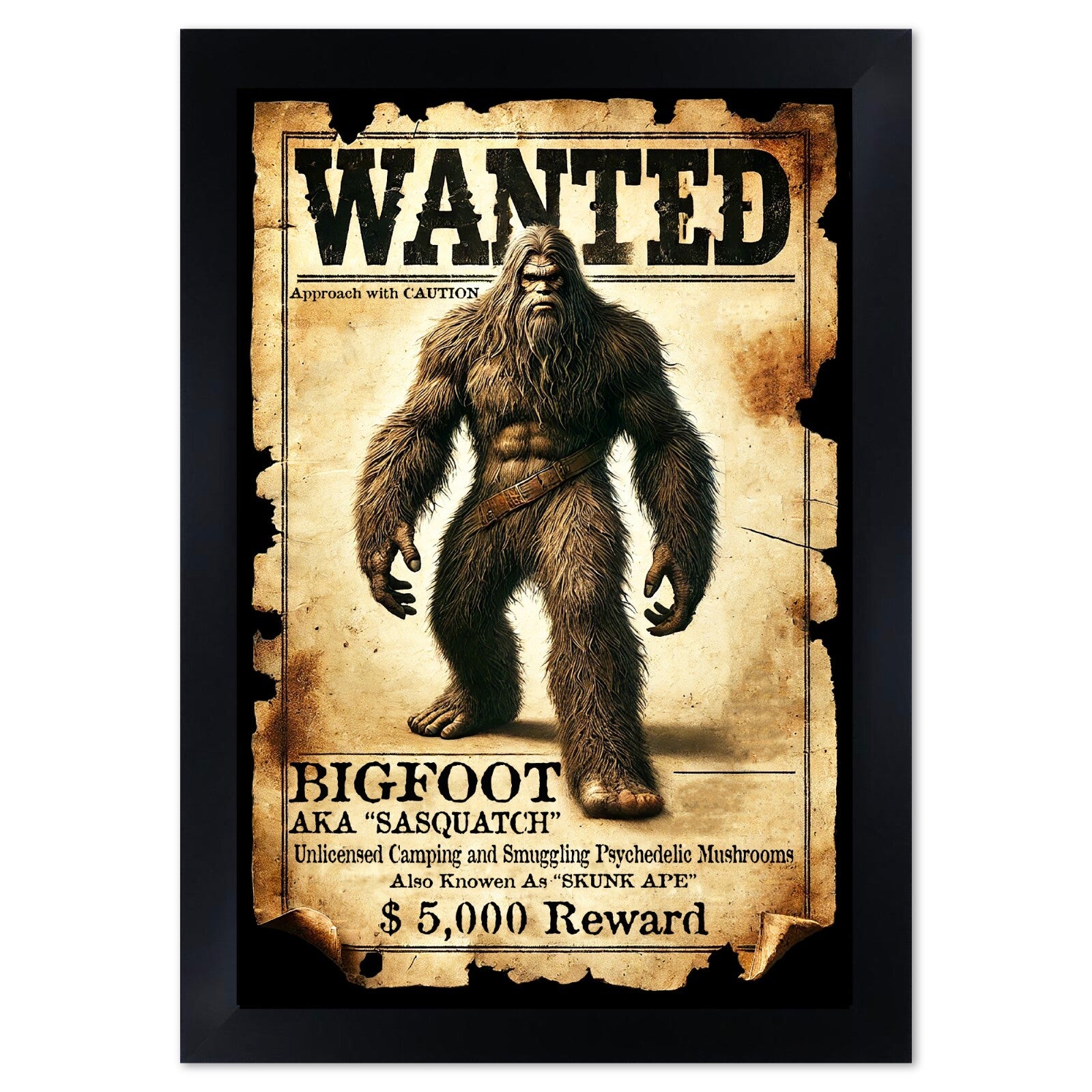 Bigfoot Wanted Poster Sasquatch Skunk Ape Fine Art Print