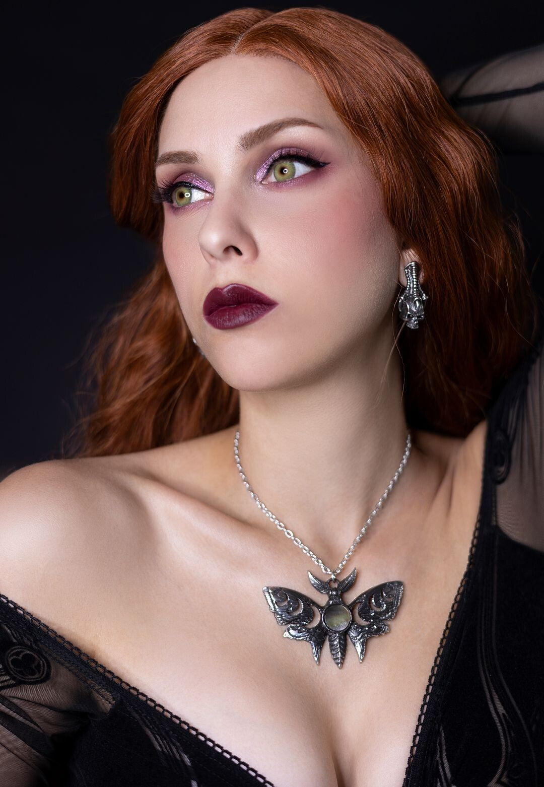 Alchemy Gothic Lunar Actias Moth Pendant P974