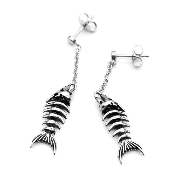 Controse Fish Bone Dangling SST Earrings
