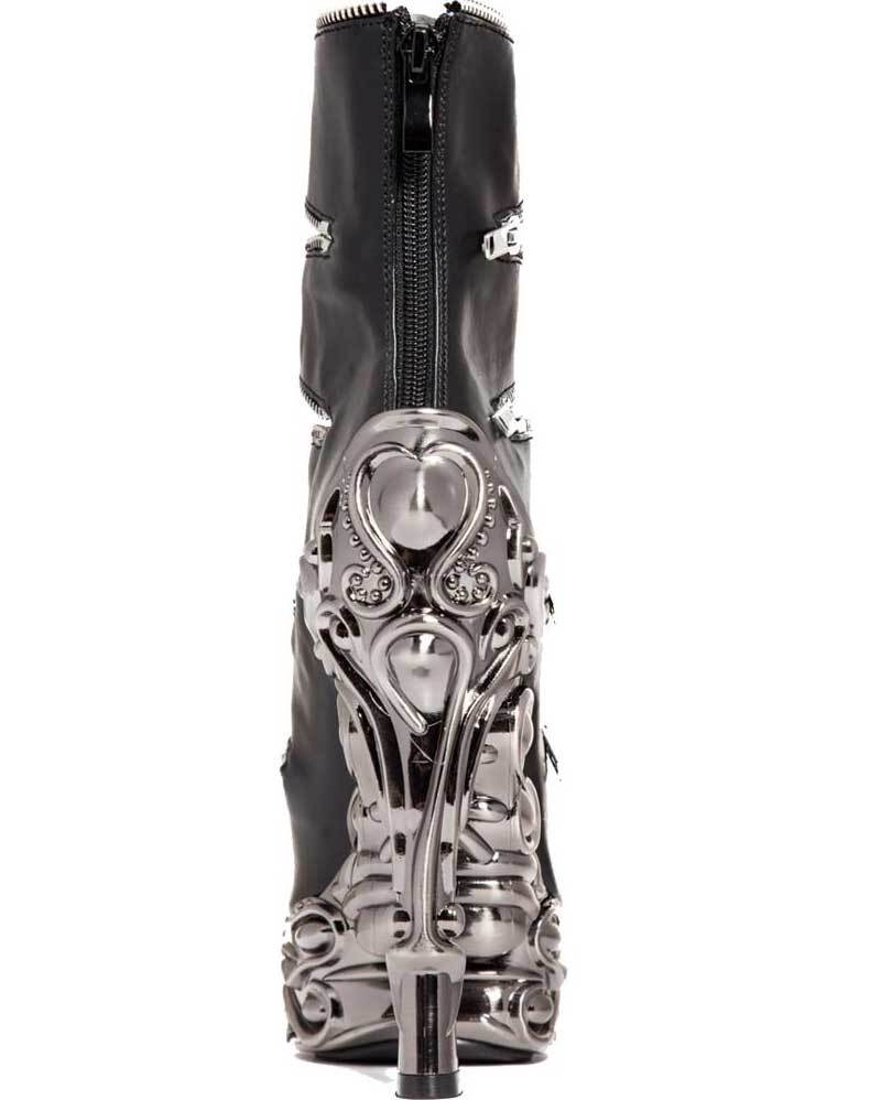 Hades LAWSON Black Vegan Zippers Ankle Boot 6" Chrome Heel Zip 6-11