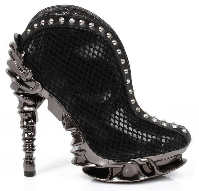 Hades VESPER Black Snake Studded Bootie 5" Chrome Spinal Heel 6-11