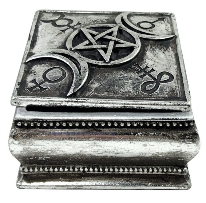 Alchemy Gothic Triple Moon Lidded Trinket Box V92