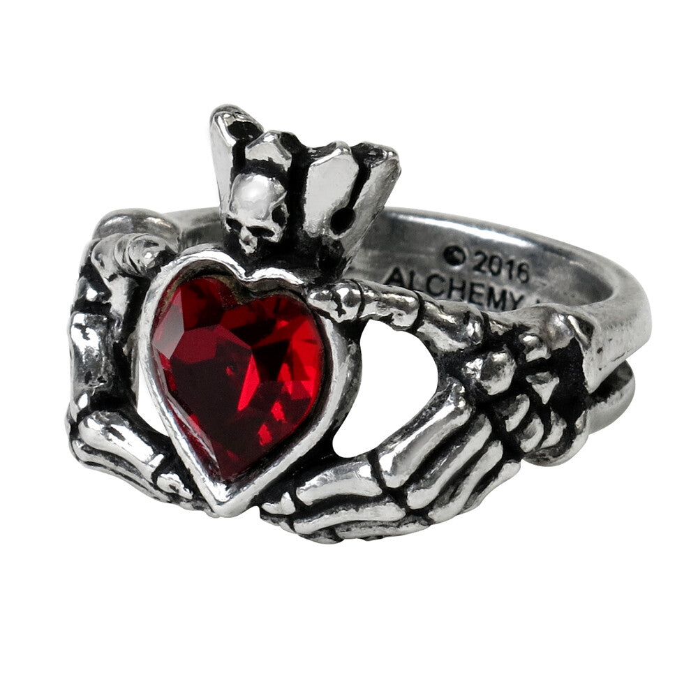 Alchemy Gothic Claddagh by Night Skeleton Hands Ring R210