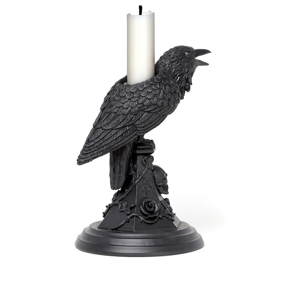Alchemy Gothic Poe's Raven Tapered Candle Holder V109