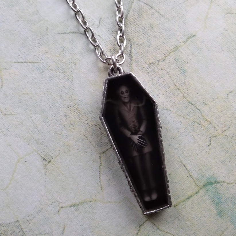 Alchemy Gothic Nosferatu's Rest Vampire Coffin Pendant P183