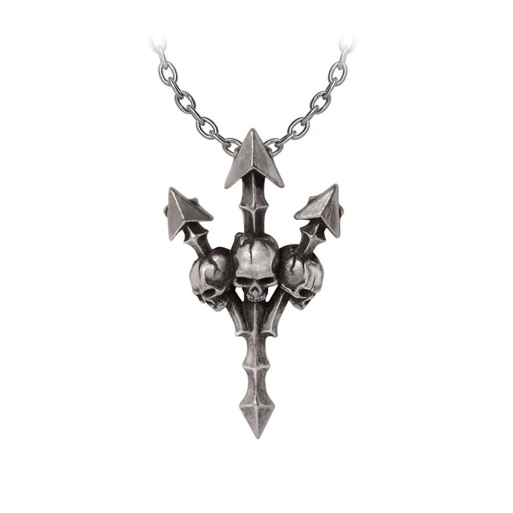Alchemy Gothic Deadly Skulls Trident Pentant P998