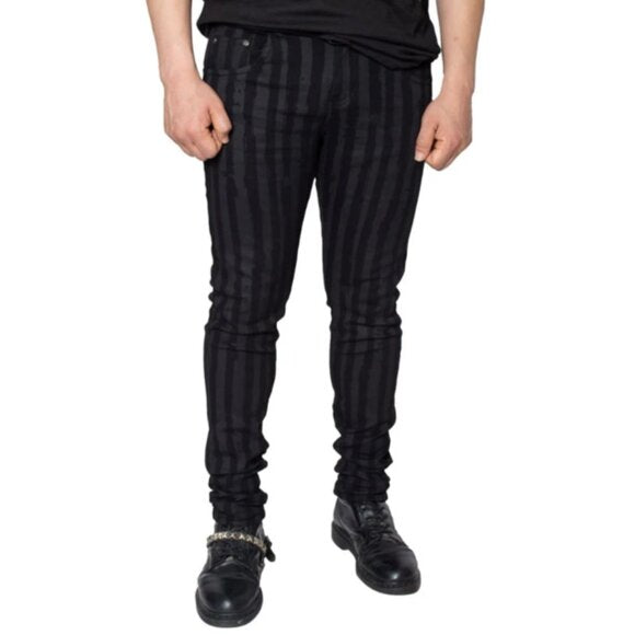 Kreepsville 666 Gray & Black Stripe Stretch Jeans
