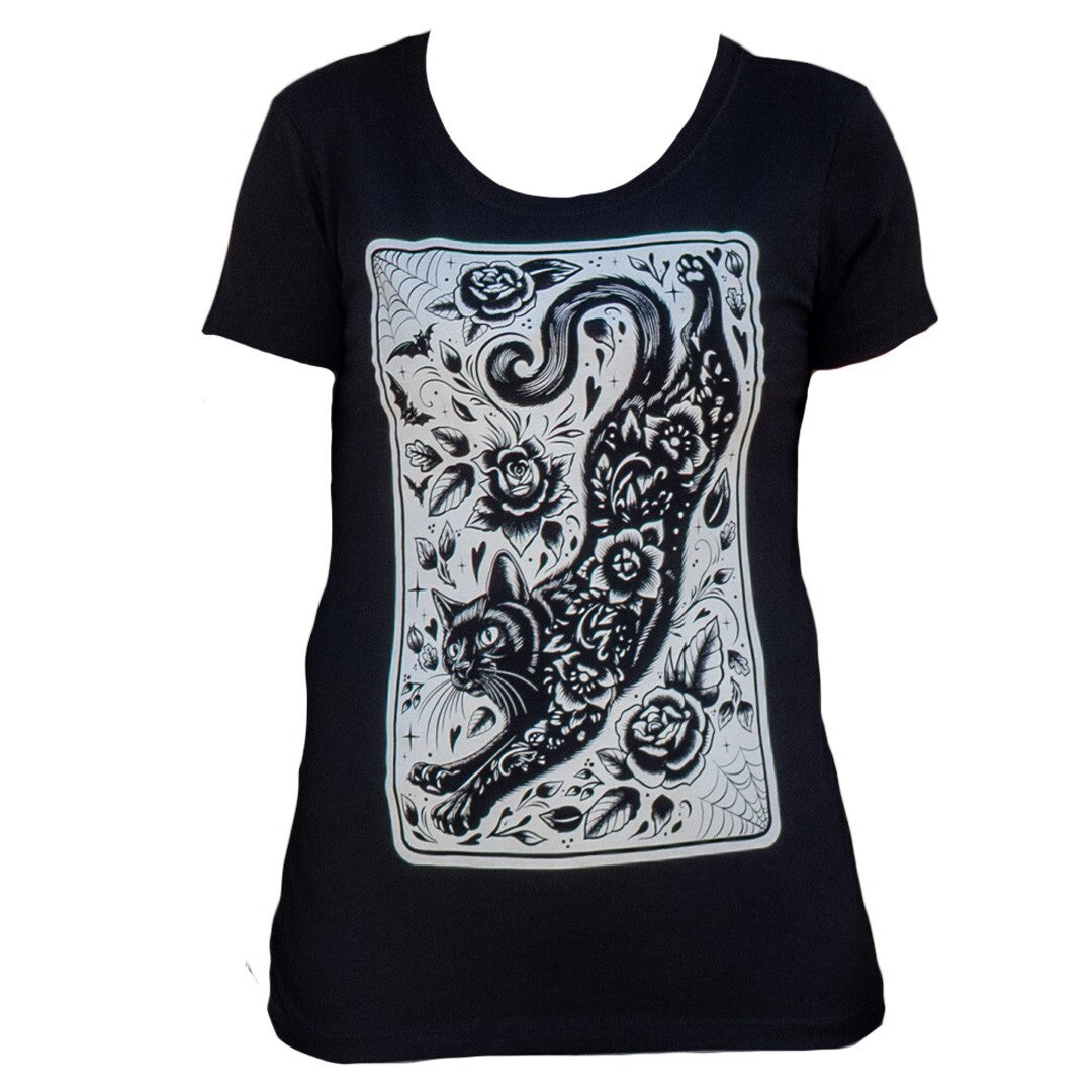 Lowbrow Art Spirit Animal Gothic Cat Tee