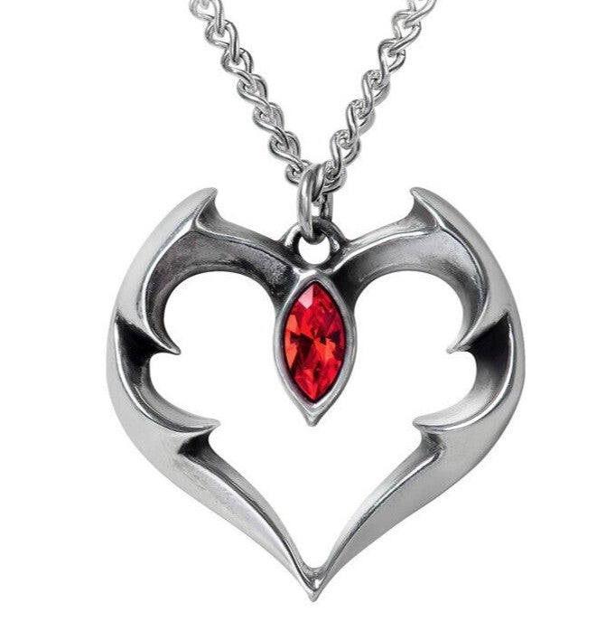Alchemy Gothic Batheart Heart Red Crystal Pendant P900