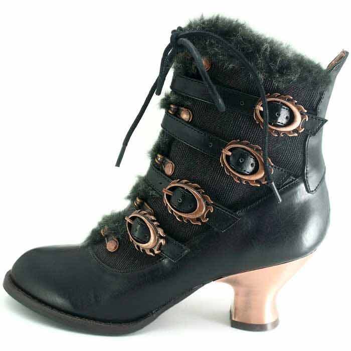 Hades NEPHELE Steampunk Black Vegan Ankle Boots Lace Up 6-11