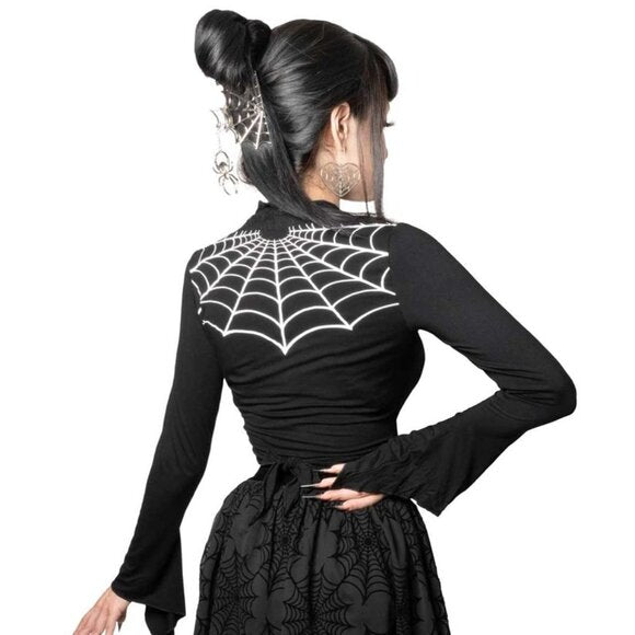 Kreepsville 666 Spiderweb Western LS Tie Top