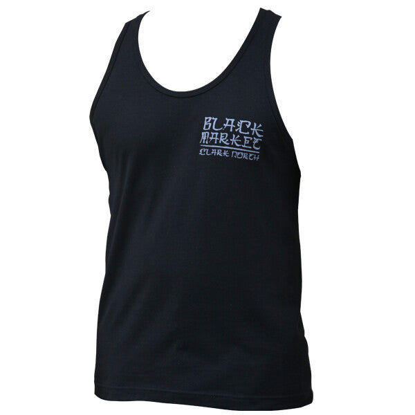 Black tank top with 'Black Market' logo on a white background