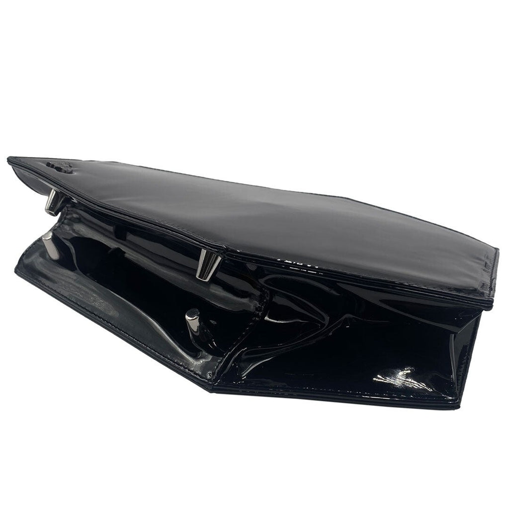 Kreepsville 666 Black Shiny Patent Skull Kisslock Coffin Purse
