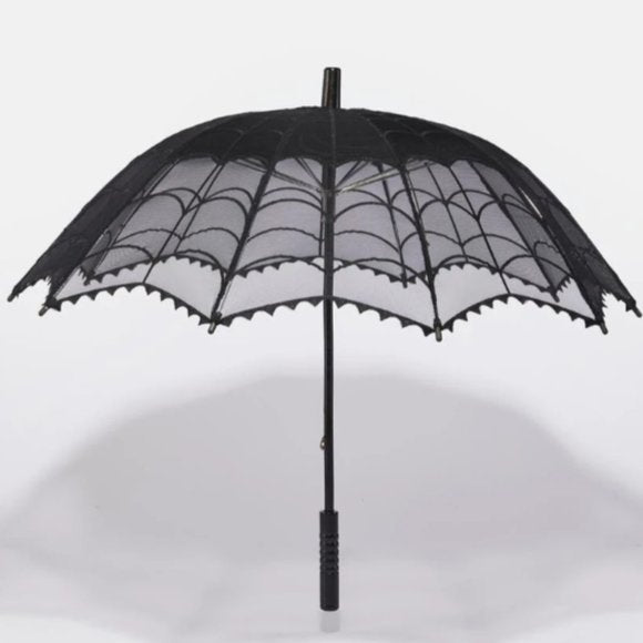 Kreepsville 666 Black Mesh Lace Spiderweb Shade Parasol