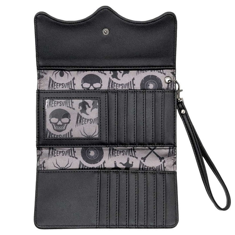 Kreepsville 666 RIP Bats Embossed Black Trifold Wallet