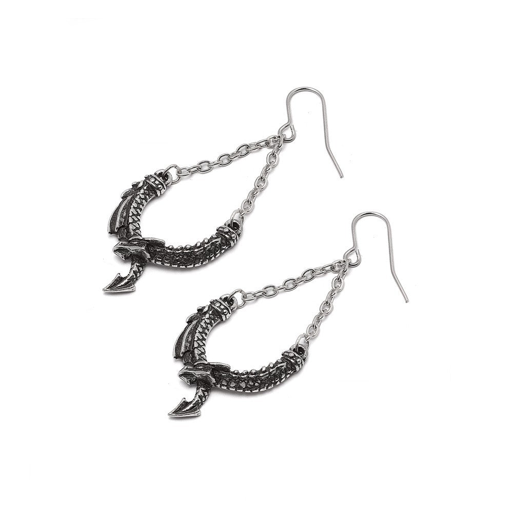Alchemy Gothic Dragon's Lure Chain Earrings E498