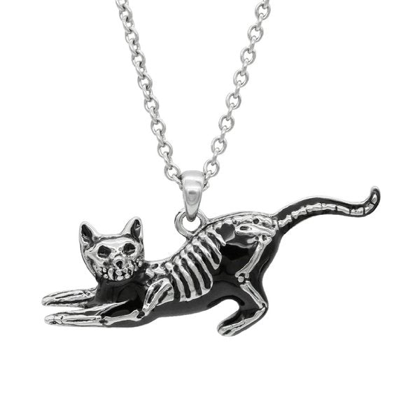 Controse Yoga Stretch Cat Skeleton Necklace Steel Pendant