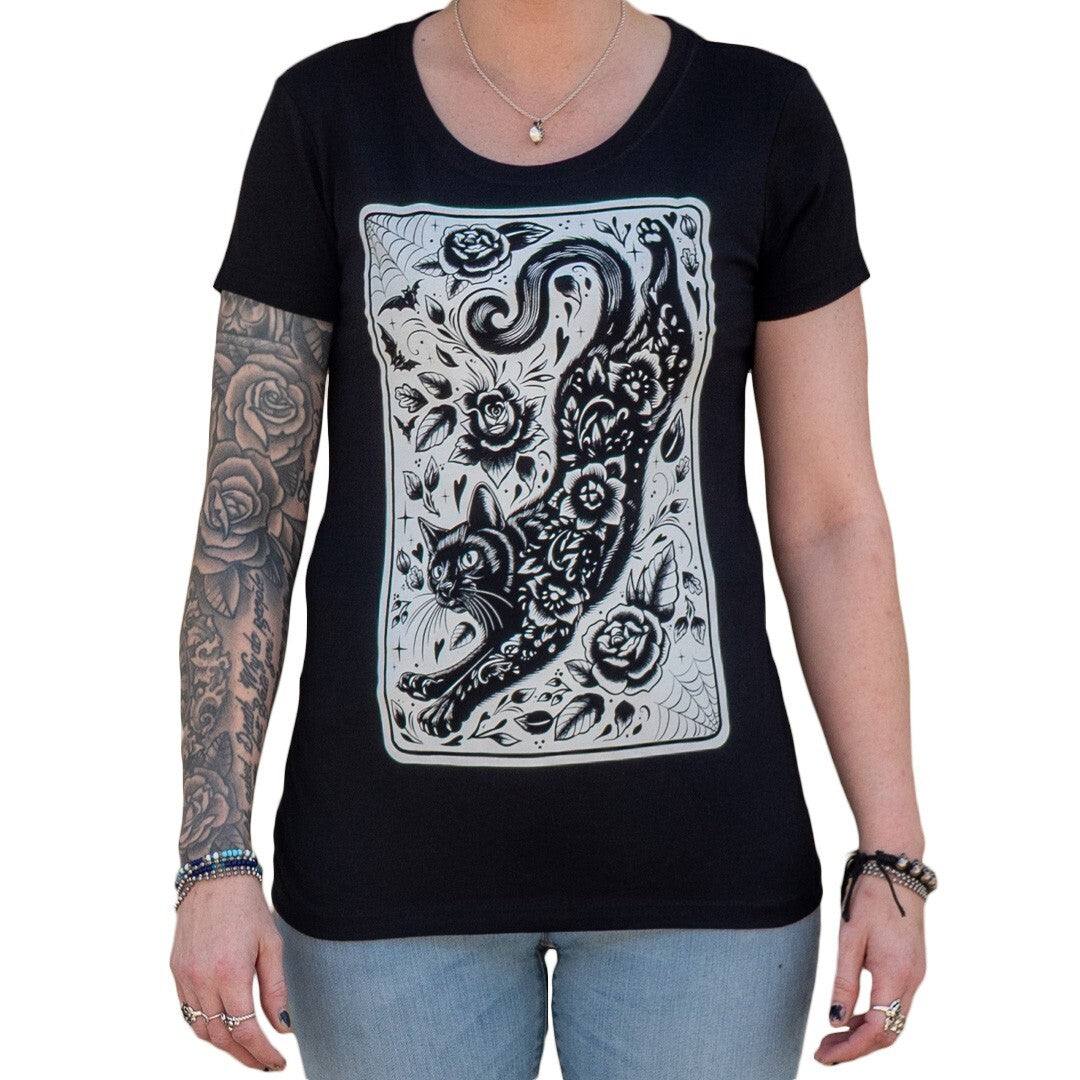 Lowbrow Art Spirit Animal Gothic Cat Tee