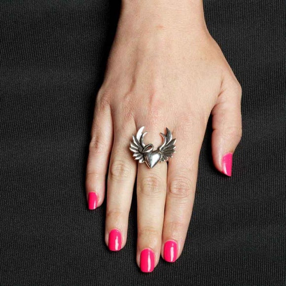 Femme Metale Naughty Heart Ring Fine 925 Sterling Silver