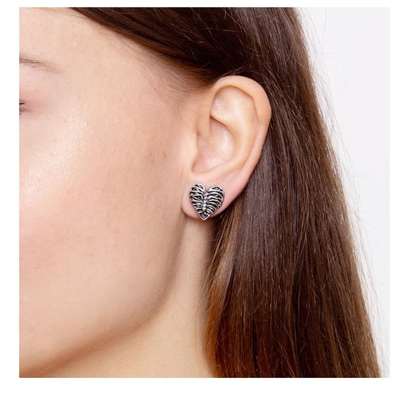 Controse Heart Rib Cage Earrings Stainless Steel