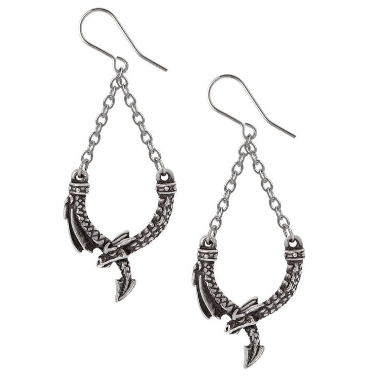 Alchemy Gothic Dragon's Lure Chain Earrings E498